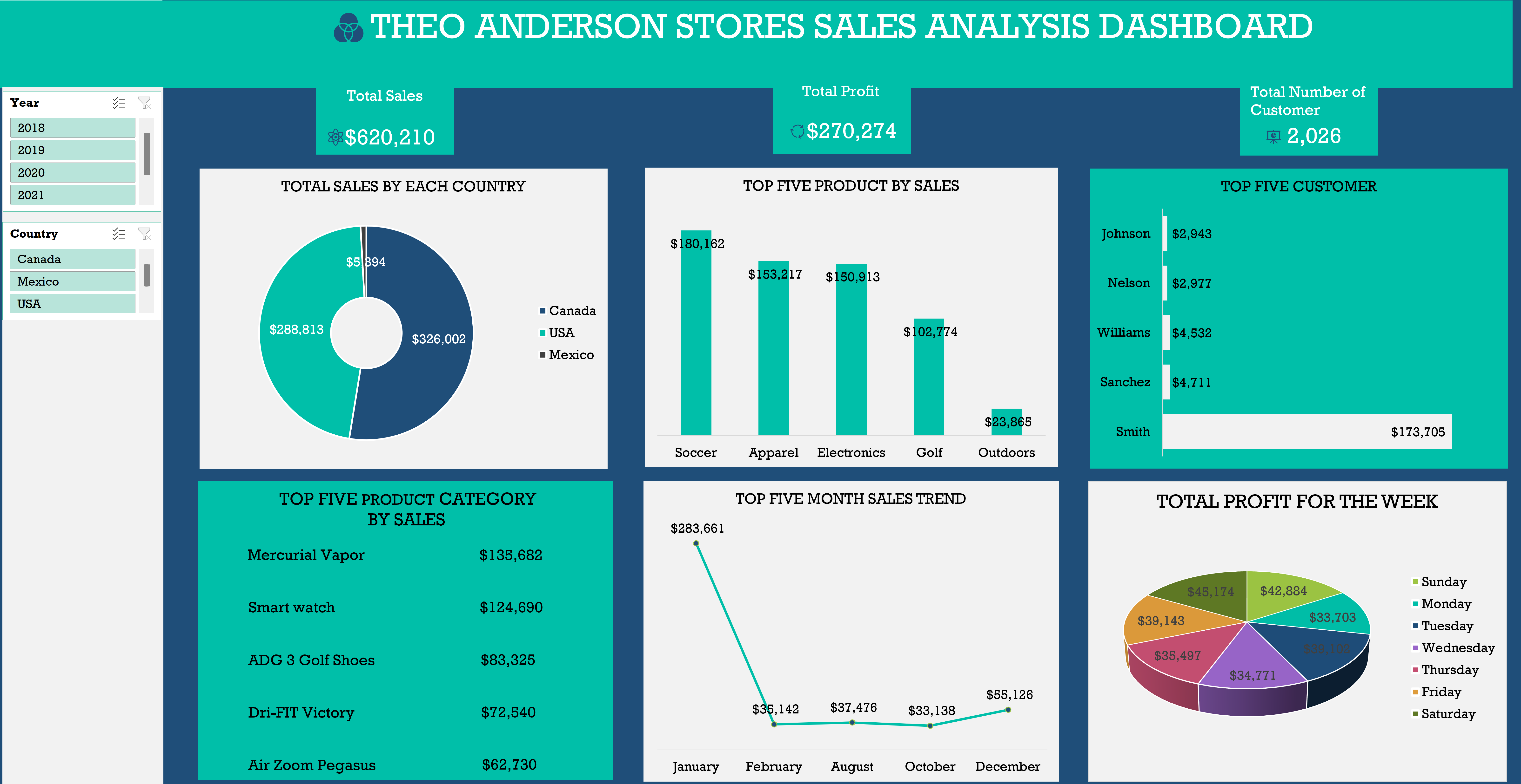 Theo Anderson Store Sales Dashboard